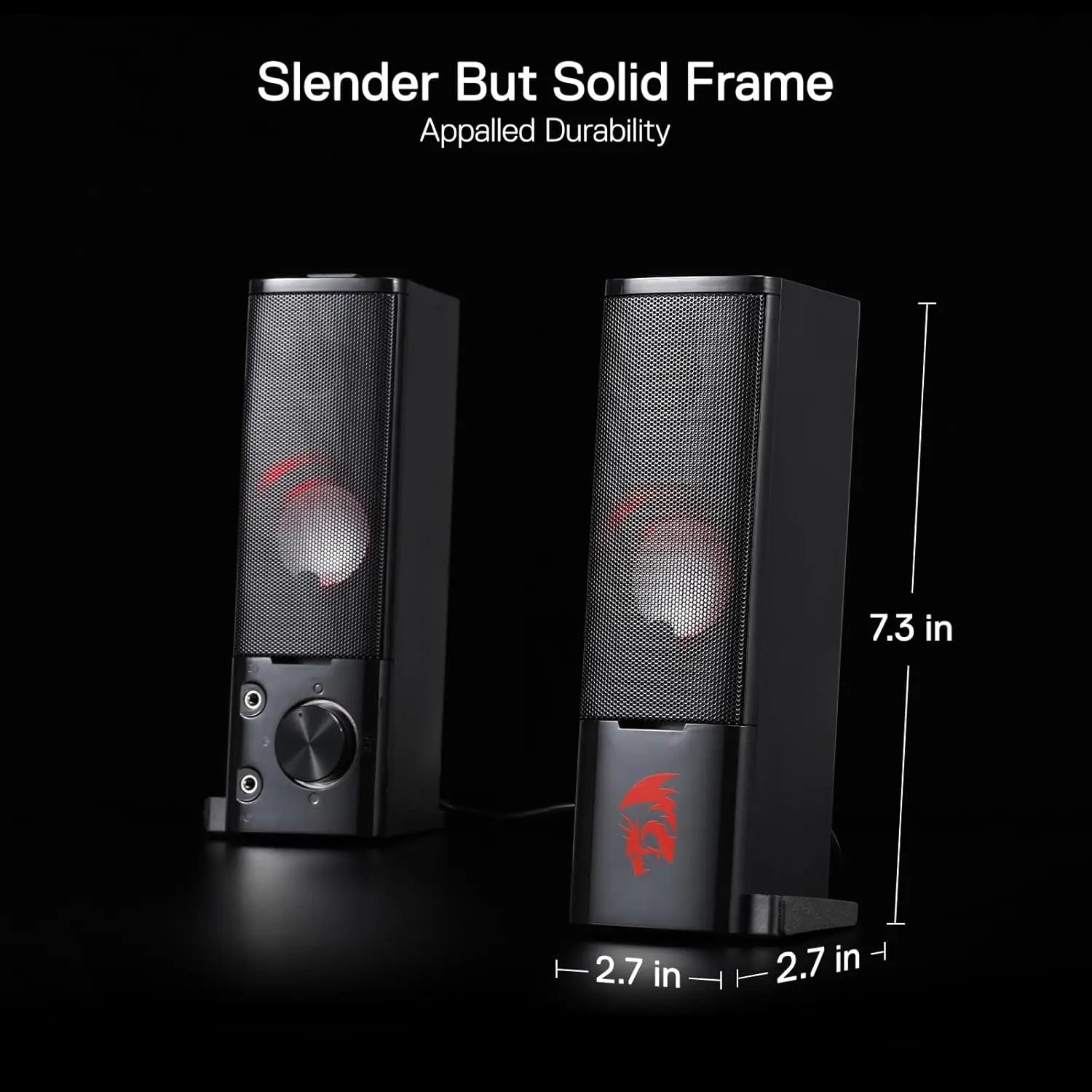 2.0 Channel PC Gaming Soundbar Speakers – Red Backlight