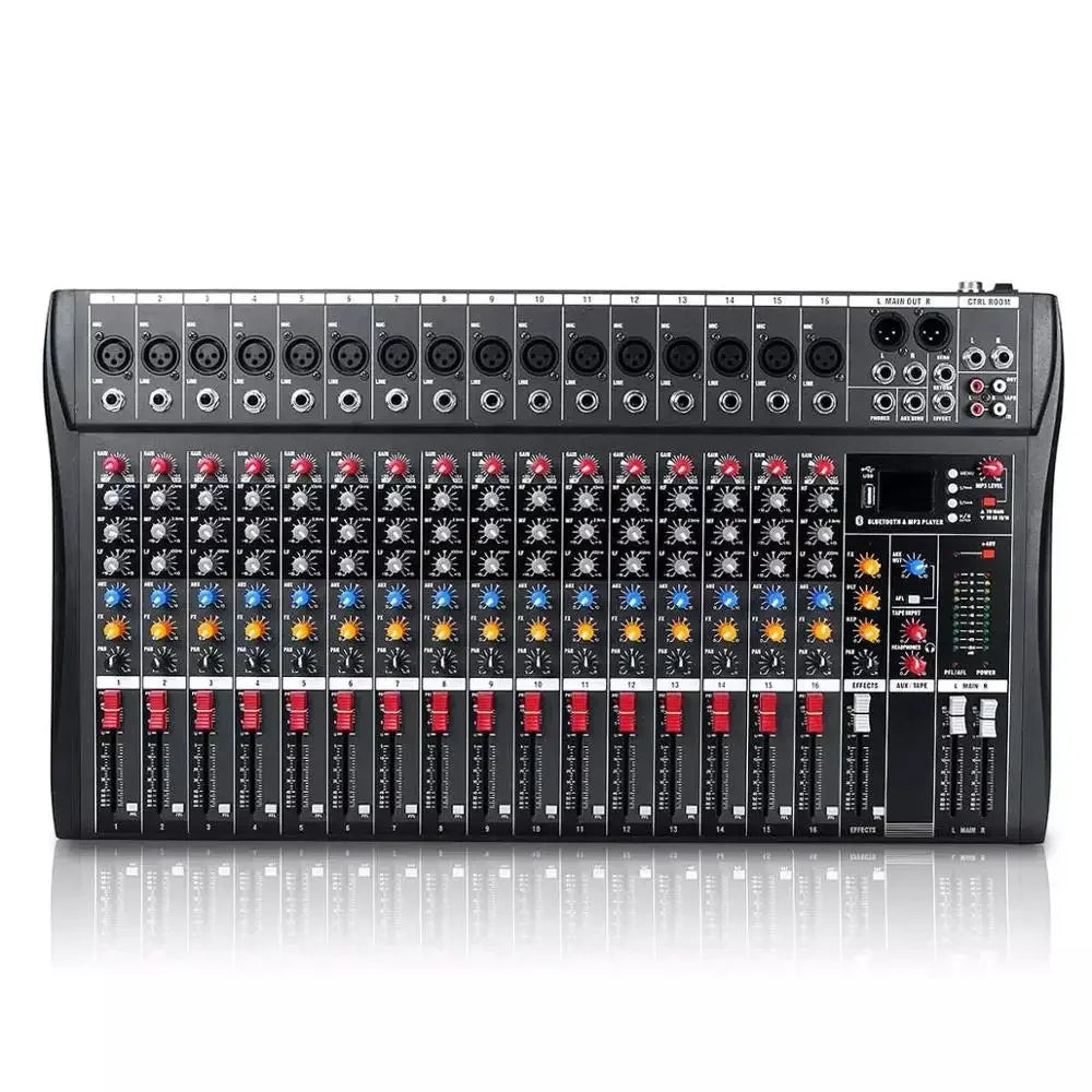 16-Channel USB Audio Mixer with Bluetooth for DJ & Studio